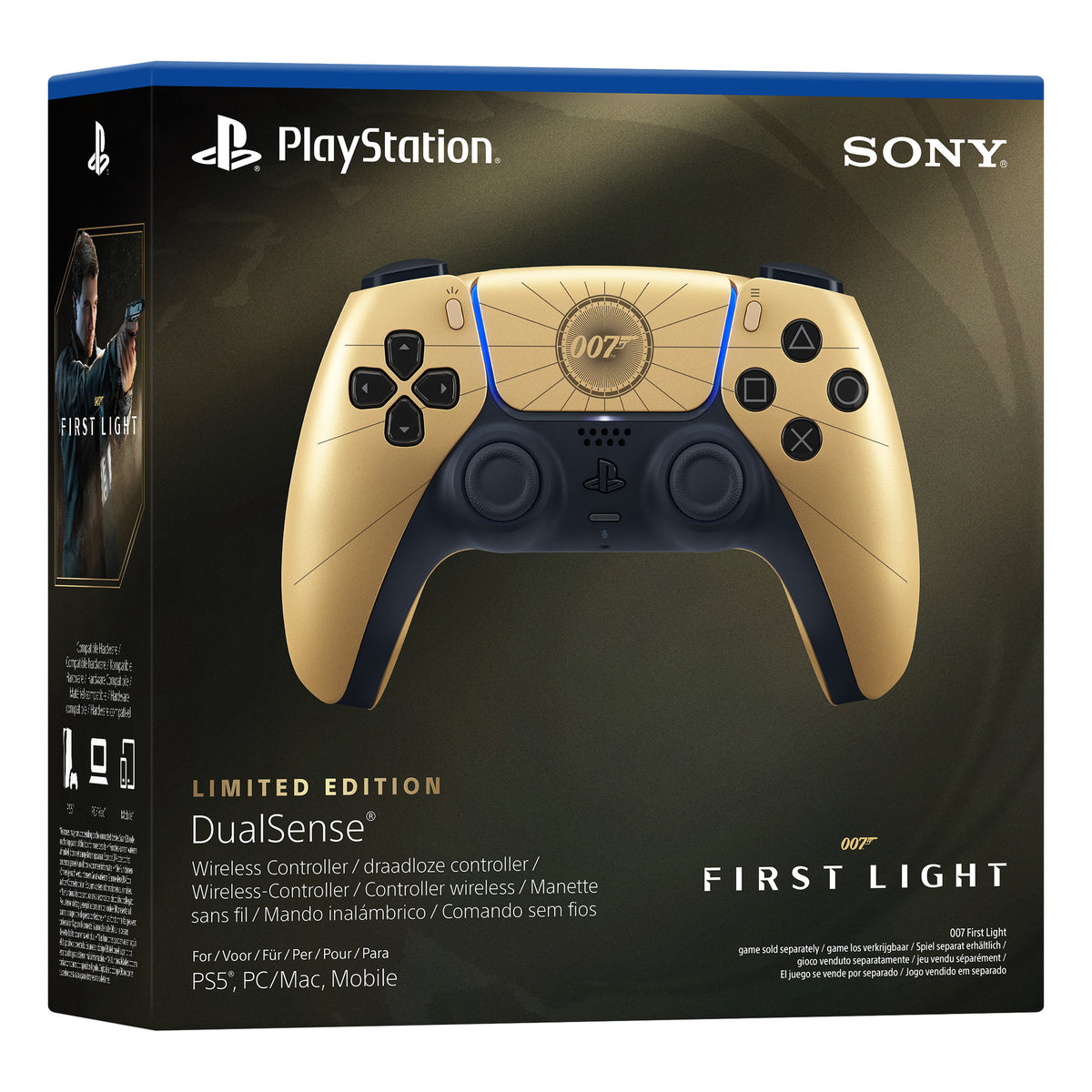 Bezprzewodowy kontroler interaktywnej rozrywki Sony Dualsense – edycja limitowana 007 First Light (złoto-czarny, do konsoli Playstation 5)