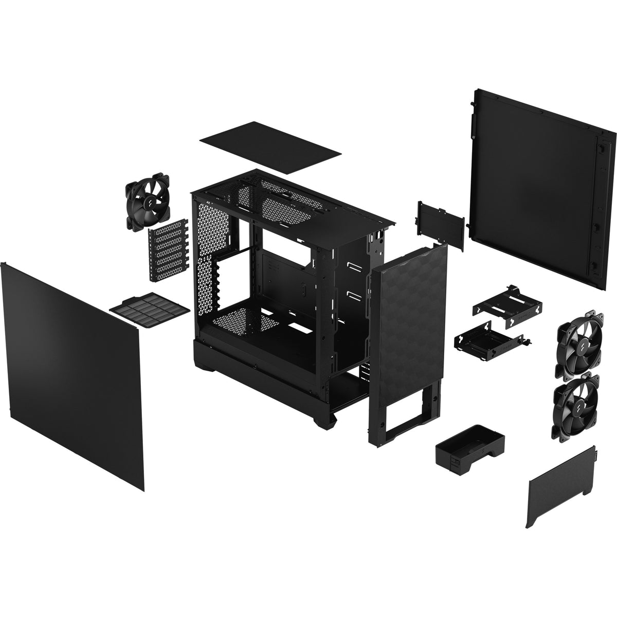 Obudowa midi tower w stylu fraktalnym pop air (czarna | 2x USB-A)