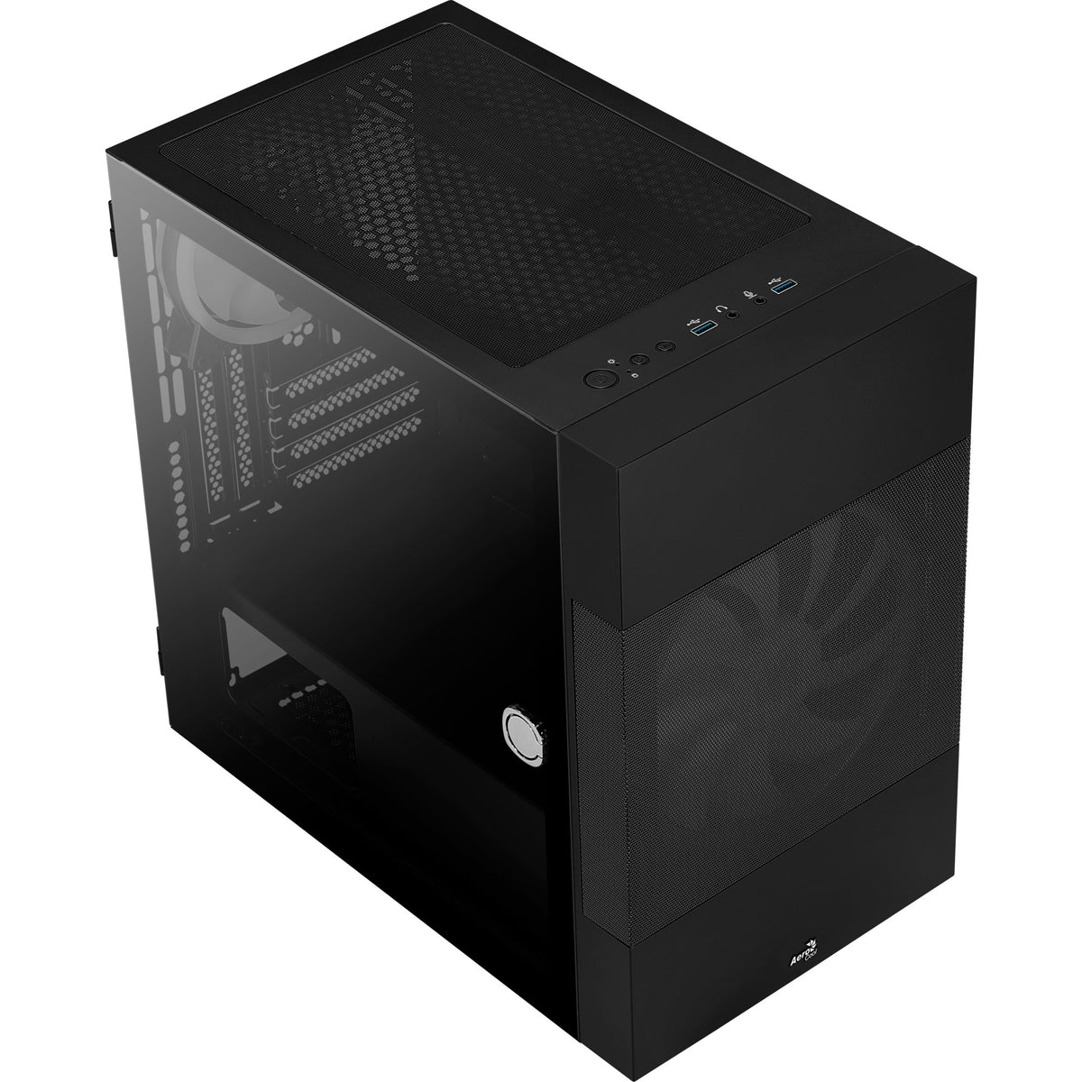 Obudowa mini tower Aerocool atomic v2 (czarna | 2x USB-A | okienko)