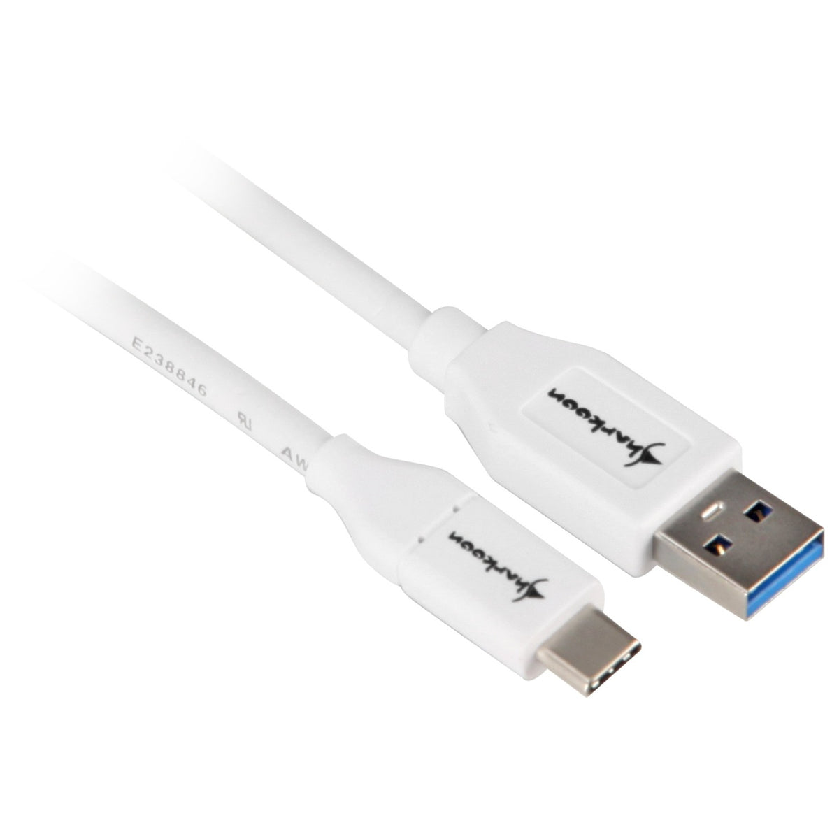 Kabel Sharkoon USB-A 3.2 > USB-C (biały, 1 metr)