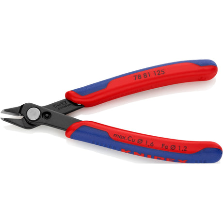 Knipex Electronic Super Knips 78 81 125 szczypce dla elektroników (czerwony niebieski, połączenie za pomocą nitu ze stali nierdzewnej, zacisk drutowy)