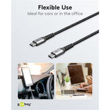 Szybka ładowarka Goobay USB-C nano (65 W) i tekstylny kabel USB-C (czarny, 1 metr)