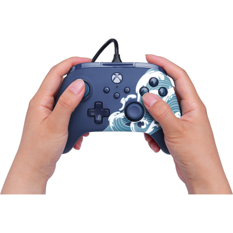 Kontroler Powera Advantage z kablem do serii Xbox x|s - fala wodna (błękitny, xbox series x|s, xbox one, PC)