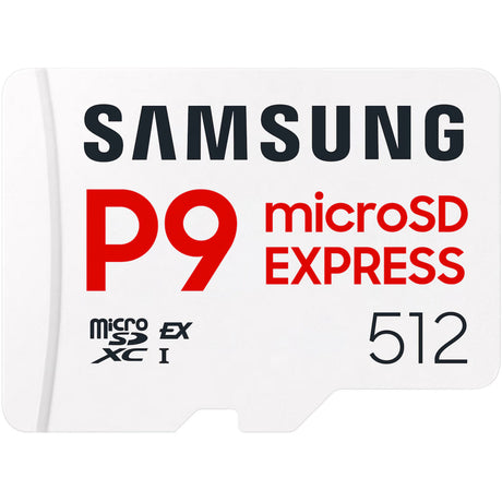 Samsung p9 express 512 gb microsdxc express geheugenkaart (wit, class 3 (u3), uhs-i u3, v30, a1)