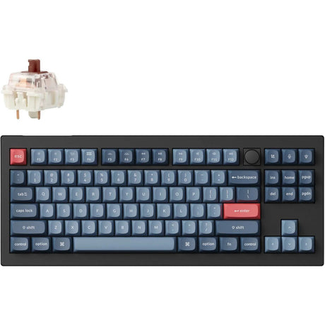 Klawiatura mechaniczna Keychron v3 max-d3 rgb (czarna, układ us (qwerty), gateron jupiter brown, 80% (tkl), diody rgb, double-shot pbt, hot swap, 2.4 | bluetooth | usb-c, pokrętło)