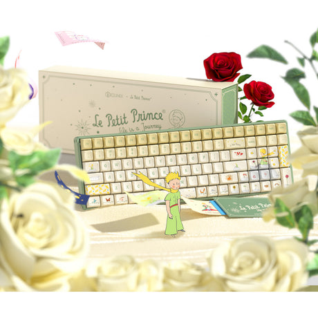 Mechaniczna klawiatura do gier Iqunix F97 Floral Date RGB (zielona, układ USA (Qwerty), iqunix Little Prince, 96%, diody RGB, możliwość wymiany podczas pracy, pbt, 2,4 GHz | bluetooth 5.1 | USB-C)
