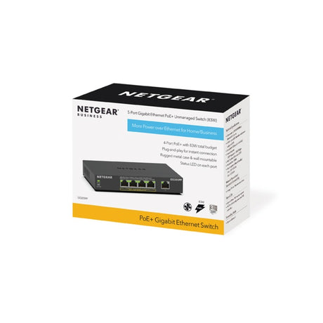 Przełącznik niezarządzalny Netgear 5-portowy Gigabit Ethernet Poe+ (gs305pp) (czarny)
