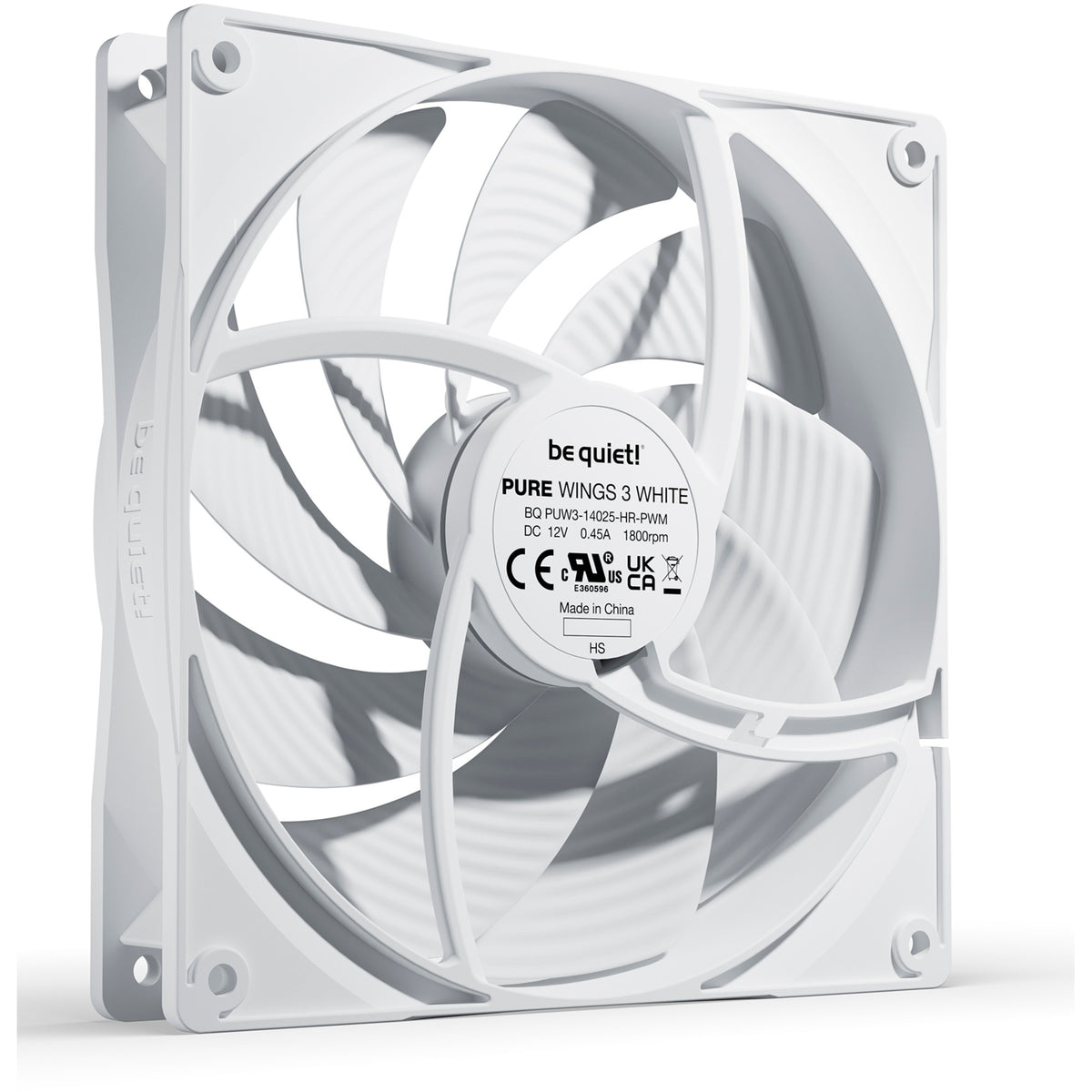 Bądź cicho! szybki wentylator obudowy Pure Wings 3 pwm (biały, 140 x 140 x 25 mm)