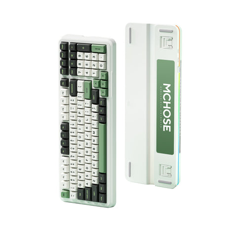 Mchose K99 Emerald Green Hiacynt Bezprzewodowa mechaniczna klawiatura RGB z uszczelką do montażu (biała, układ amerykański (Qwerty), KTT Hiacynt, RGB, Hot Swap, Double-Shot PBT, bezprzewodowa | Bluetooth | USB-C)