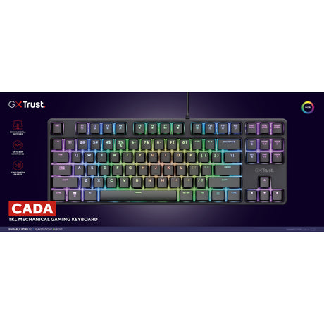 Kompaktowa mechaniczna klawiatura do gier Trust GXT 864 Cada (czarna, układ amerykański (Qwerty), Huano Brown, RGB)