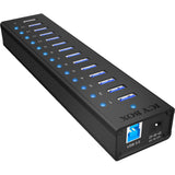 Icy box ib-ac6113 koncentrator USB (czarny, 13x USB 3.0, 1x port ładowania USB)