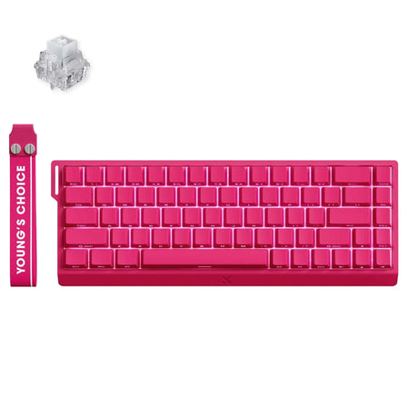 Mchose ace 68 on magnetyczna mechaniczna klawiatura do gier icerhino re us rgb (różowa, układ amerykański (qwerty), lodowy rhino magnetyczny, 65%, rgb, hot swap, usb-c, czujnik efektu Halla)