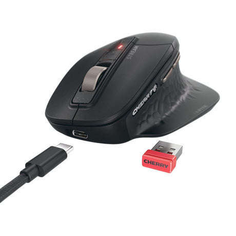 Zestaw komputerów stacjonarnych Cherry Stream Ultimate Wireless (czarny, układ amerykański (QWERTY), technologia nożycowa sx, 100%, 4000 dpi, białe diody LED, abs, Bluetooth USB 2,4 GHz)