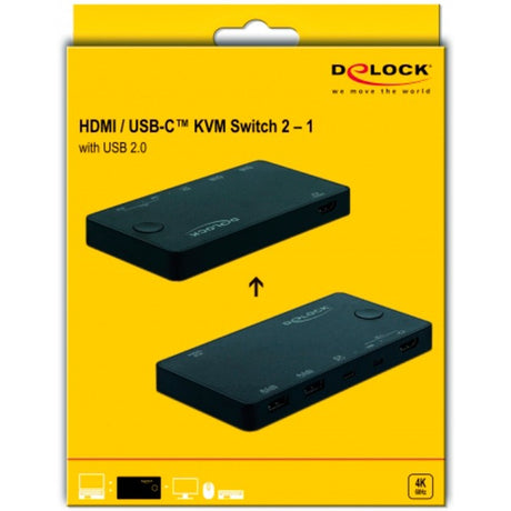 Delock Przełącznik HDMI USB-C KVM 4K 60 Hz z przełącznikiem USB 2.0 KVM