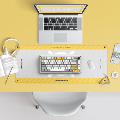 Bezprzewodowa klawiatura mechaniczna Ty iqunix zx75 gravi wave (szara, układ amerykański (qwer), gateron czerwony, 75%, diody rgb, możliwość wymiany podczas pracy, podwójny strzał pbt, 2,4 GHz | bluetooth 5.1 | usb-c)