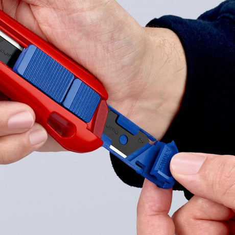 Uniwersalny nóż do cięcia pudełek Knipex Cutix (czerwony niebieski, w zestawie ostrza noża 2)