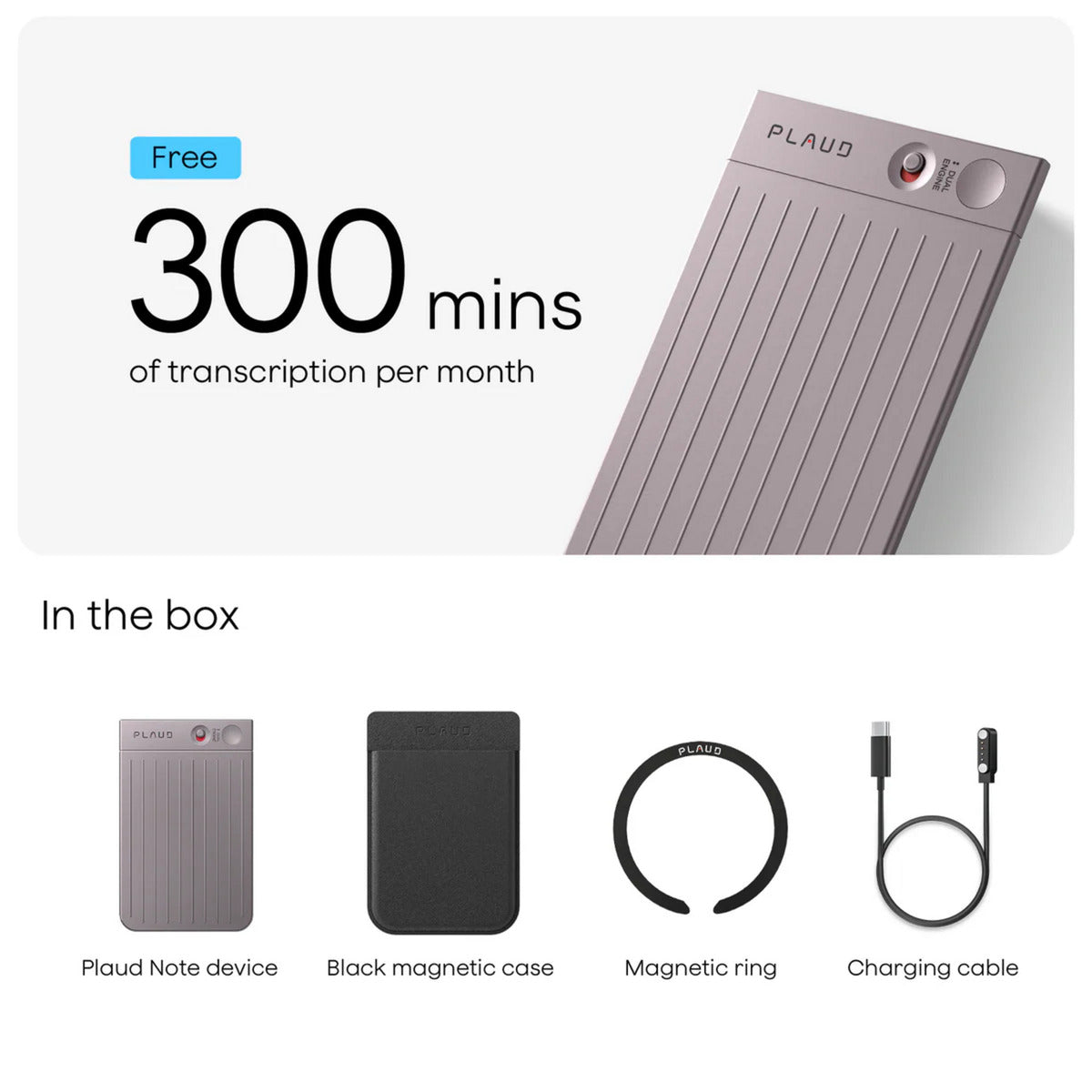 Dyktafon Plaud Note (srebrny, 64 GB, Bluetooth (BLE 5.2), Wi-Fi (2,4 GHz))