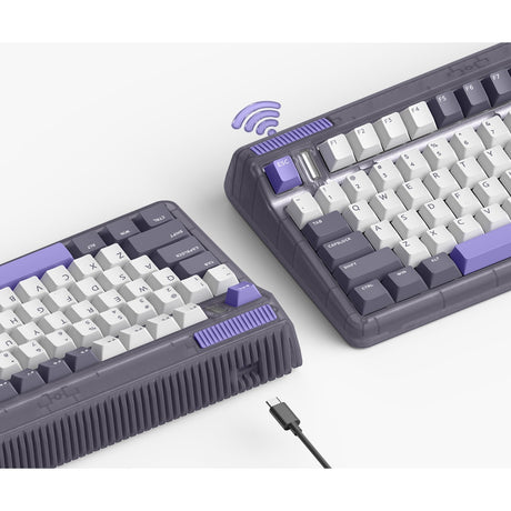 Bezprzewodowa klawiatura mechaniczna Iqunix og80 lavandin (lawenda, układ amerykański (qwerty), wiśnia mx czerwona, 80% (tkl), możliwość wymiany podczas pracy, pbt, 2,4 GHz | bluetooth 5.1 | usb-c)