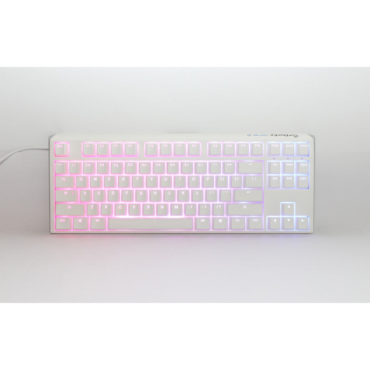 Klawiatura mechaniczna Ducky one 3, klasyczna, czysta biała tkl rgb (biała, układ amerykański (qwerty), wiśnia mx cicha czerwień, 80% (tkl), diody rgb, podwójny strzał pbt, możliwość wymiany podczas pracy, mechanika szarlatanu)