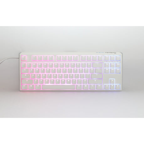 Klawiatura mechaniczna Ducky one 3, klasyczna, czysta biała tkl rgb (biała, układ amerykański (qwerty), wiśnia mx cicha czerwień, 80% (tkl), diody rgb, podwójny strzał pbt, możliwość wymiany podczas pracy, mechanika szarlatanu)