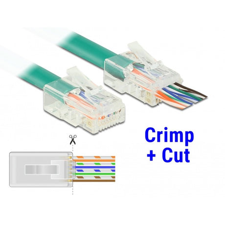 Delock wtyk rj45 zagniatany+cięty kat.6 utp (przezroczysty, 20 sztuk)