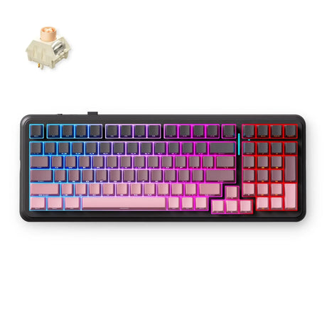 Bezprzewodowa klawiatura mechaniczna Mchose K99 v2 z uszczelką do montażu na uszczelce (czarna, układ amerykański (QWERTY), kailh box icy creamsicle, 99%, rgb, nasadki klawiszy pbt, hot-swap, 2,4 GHz | bluetooth | usb-c)