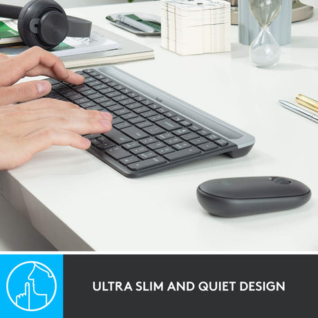 Zestaw bezprzewodowy Logitech mk470 slim (czarny, układ US-International (QWERTY), przełączniki nożycowe, 100%, 1000 dpi)