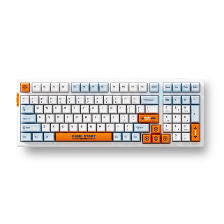 Mchose G98 Pro Orange Blue Snow Tiger Bezprzewodowa, trójmodowa, niestandardowa mechaniczna klawiatura do gier RGB (niebieska, układ amerykański (Qwerty), TTC Snow Tiger, RGB, Hot Swap, Double-Shot PBT, bezprzewodowa | Bluetooth | USB-C)