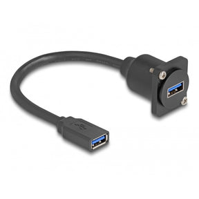 Delock Kabel USB 5 Gbps typu D, typ A do kabla typu żeńskiego (czarny, 20 cm)