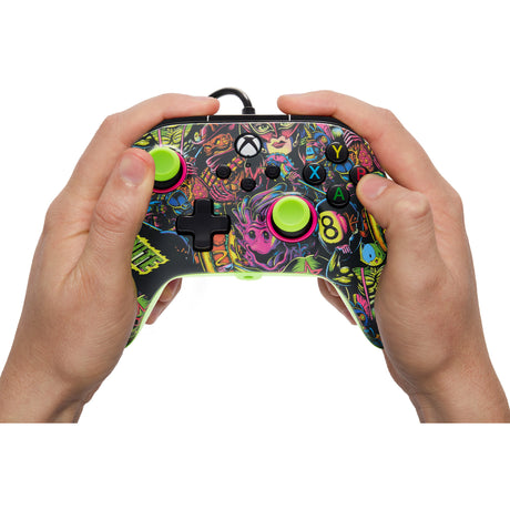 Kontroler Powera Advantage z kablem do serii xbox x|s - fortnite: blask (neonowa zieleń, xbox series x|s, xbox one, PC)