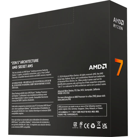 Procesor AMD Ryzen 7 9700x, 3,8 GHz (5,5 GHz Turbo Boost) z gniazdem AM5 (odblokowany, w pudełku)