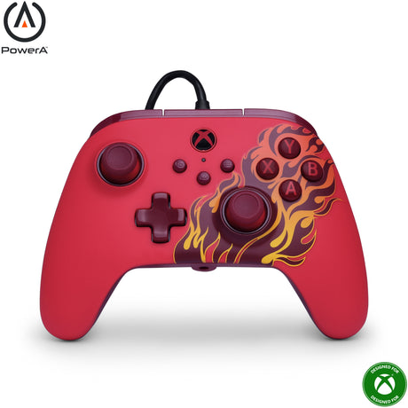 Kontroler Powera Advantage z kablem do serii Xbox x|s - red fire (czerwony, xbox series x|s, xbox one, PC)