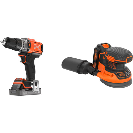 Zestaw śrubokrętów Black+decker 18 V + szlifierki mimośrodowej 18 V (czarno-pomarańczowy)
