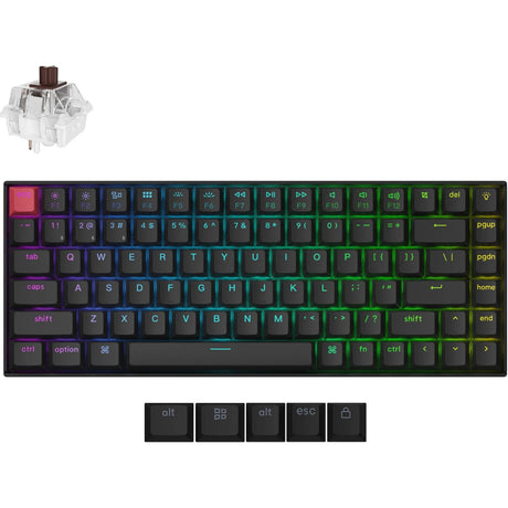 Klawiatura mechaniczna Keychron K2 QMK-H3 RGB (czarna, układ US (QWERTY), super brązowy, 75%, diody LED RGB, wiśniowy podwójny PBT, hot swap, Bluetooth 5.2 | USB-C)