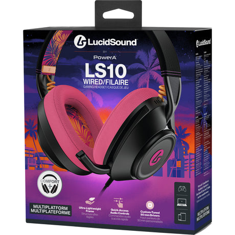 Przewodowy zestaw słuchawkowy do gier Powera Lucidsound LS10 — nauszny zestaw słuchawkowy do gier z logo Midnight (czarny różowy, Playstation 5, Playstation 4, Xbox Series X|s, Xbox One, PC, telefon komórkowy)