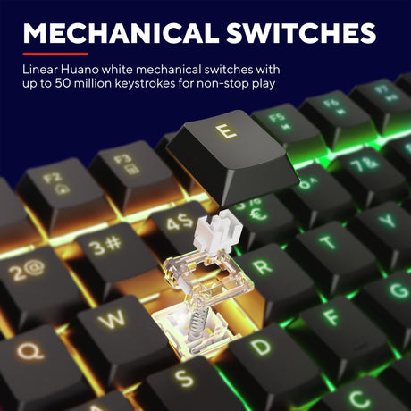 Mechaniczna klawiatura do gier Trust GXT 866 Torix (czarna, układ US (QWERTY), Huano Red, 100%, RGB)
