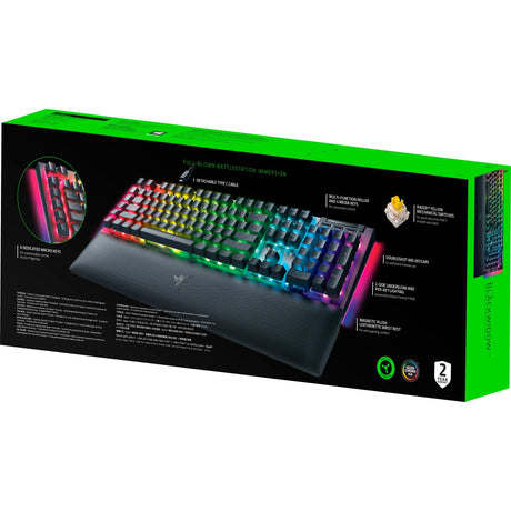 Razer blackwidow v4, klawiatura do gier (czarna, układ amerykański, żółta, diody rgb, podwójny abs)