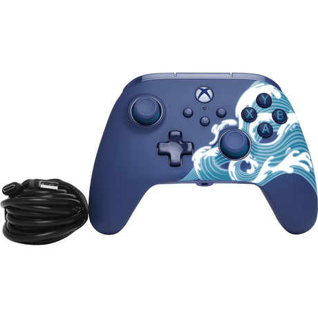 Kontroler Powera Advantage z kablem do serii Xbox x|s - fala wodna (błękitny, xbox series x|s, xbox one, PC)
