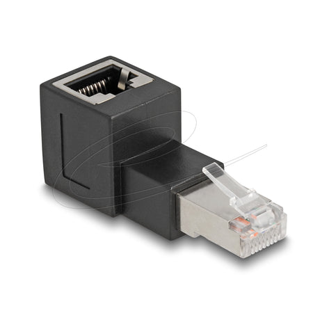 Delock adapter wtyczki rj45 do gniazda rj45 kat.6a pod kątem 90° do góry (czarny)