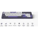 Bezprzewodowa klawiatura mechaniczna Iqunix F97 lavandin (lawendowy, układ amerykański (qwerty), wiśniowy mx cichy czerwony, 96%, diody rgb, możliwość wymiany podczas pracy, pbt, 2,4 GHz | bluetooth 5.1 | usb-c)
