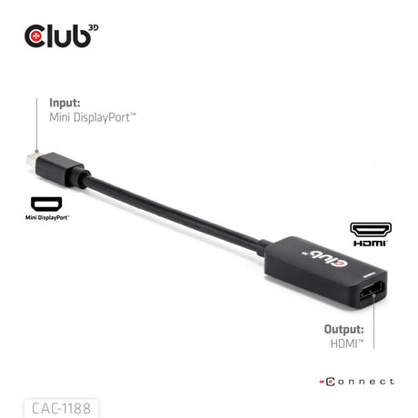 Adapter Club 3D Mini Displayport 1.4 na HDMI 8K60 Hz M-F (czarny)