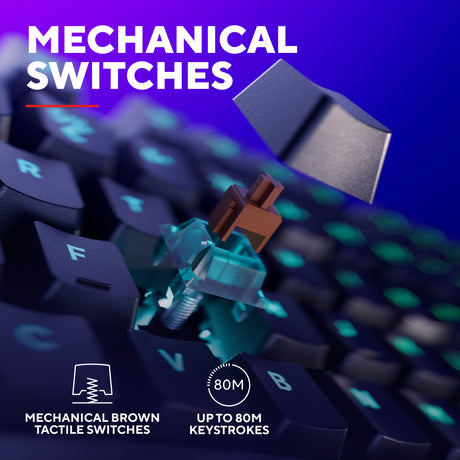 Kompaktowa mechaniczna klawiatura do gier Trust GXT 864 Cada (czarna, układ amerykański (Qwerty), Huano Brown, RGB)