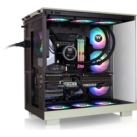Obudowa Thermaltake View 380 XL WS ARGB MIDI Tower (jasnozielony kolor drewna | 2x USB-A | 1x USB-C | RGB | szkło hartowane)
