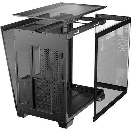 Antec c8 curve drewniana obudowa midi tower (kolor czarnego drewna | 2x USB-A | 1x USB-C | szkło hartowane)