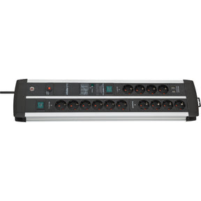 14-kierunkowa listwa zasilająca Brennerstuhl premium-protect-line z ochroną przeciwprzepięciową i portami USB (porty USB A 5 V 3.10 A, 15,5 W, 2 przełączniki, kabel 3 m, wyprodukowane w Niemczech)