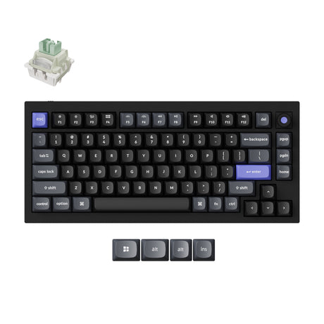 Keychron q1 he 8k klawiatura z przełącznikiem magnetycznym (czarna, układ amerykański (qwerty), ultraszybka limetka, 75%, rgb, hot swap, 8k)