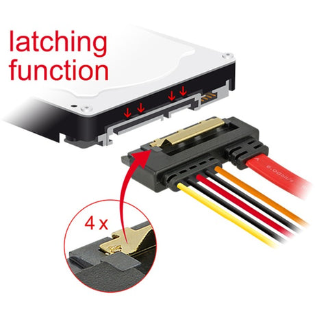 Delock 7-pinowa wtyczka sata + 4-pinowa wtyczka zasilania Molex > 22-pinowy adapter kątowy sata (czarny czerwony)