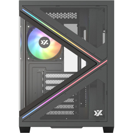 Obudowa Xyz PC Gear Qubex Midi Tower (czarna | 2x USB-A | 1x USB-C | Szkło hartowane)