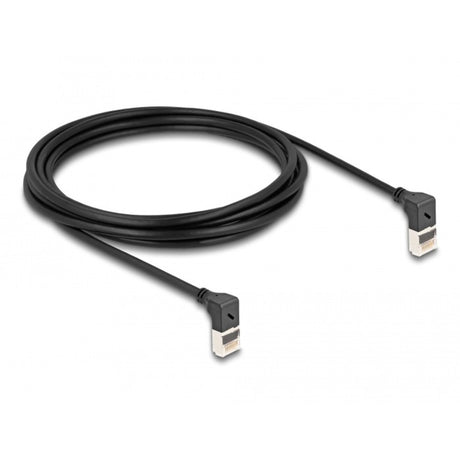 Delock kabel sieciowy rj45 kat.6a s ftp slim 90° w górę zakrzywiony w górę kabel 3 m (czarny)