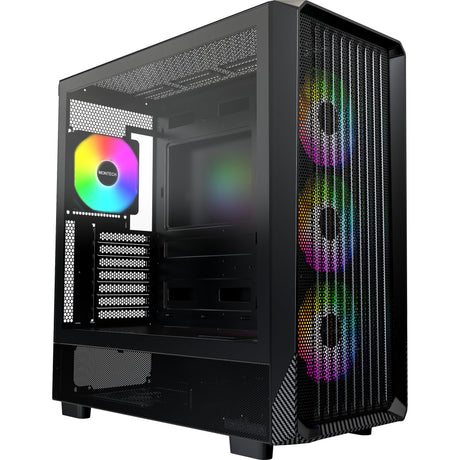 Obudowa midi tower Montech x5 (czarna | 2x USB-A | 1x USB-C | szkło hartowane)